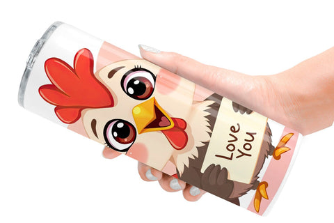 Tumbler Wrap Valentine Rooster Cartoon Sublimation artnoy 