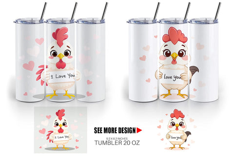 Tumbler Wrap Valentine Rooster Cartoon Sublimation artnoy 