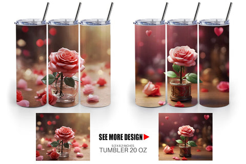 Tumbler Wrap Valentine Rose Flower Sublimation artnoy 