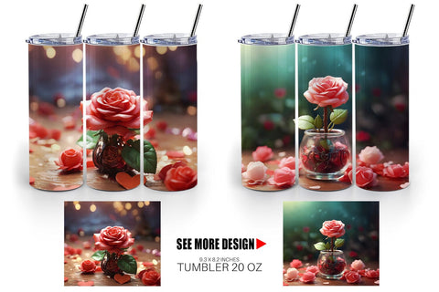 Tumbler Wrap Valentine Rose Flower Sublimation artnoy 