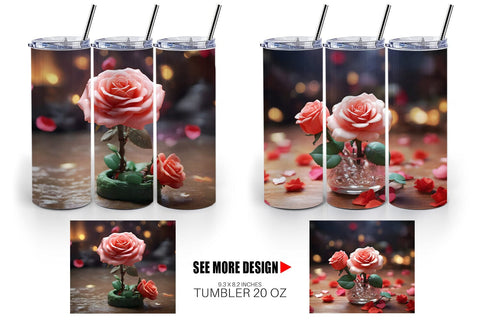Tumbler Wrap Valentine Rose Flower Sublimation artnoy 