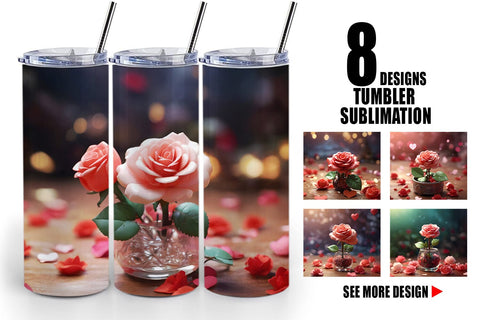 Tumbler Wrap Valentine Rose Flower Sublimation artnoy 