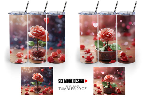 Tumbler Wrap Valentine Rose Flower Sublimation artnoy 