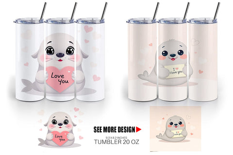 Tumbler Wrap Valentine Seal Cartoon Sublimation artnoy 