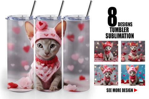 Tumbler Wrap Valentine Shorthair Cat Sublimation artnoy 