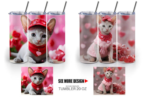 Tumbler Wrap Valentine Shorthair Cat Sublimation artnoy 