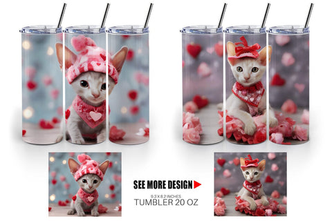 Tumbler Wrap Valentine Shorthair Cat Sublimation artnoy 