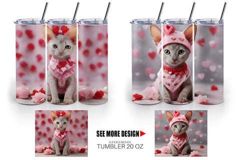 Tumbler Wrap Valentine Shorthair Cat Sublimation artnoy 