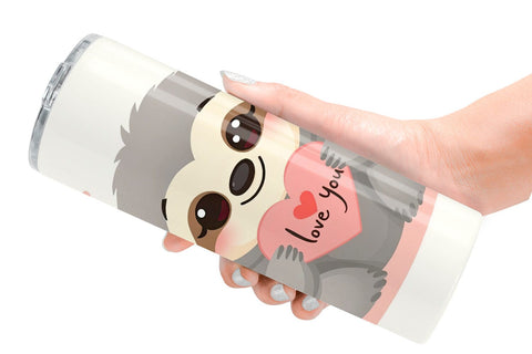 Tumbler Wrap Valentine Sloth Cartoon Sublimation artnoy 