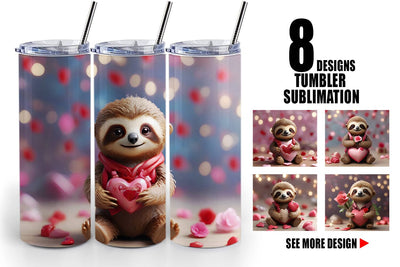 Tumbler Wrap Valentine Sloth Sublimation artnoy 