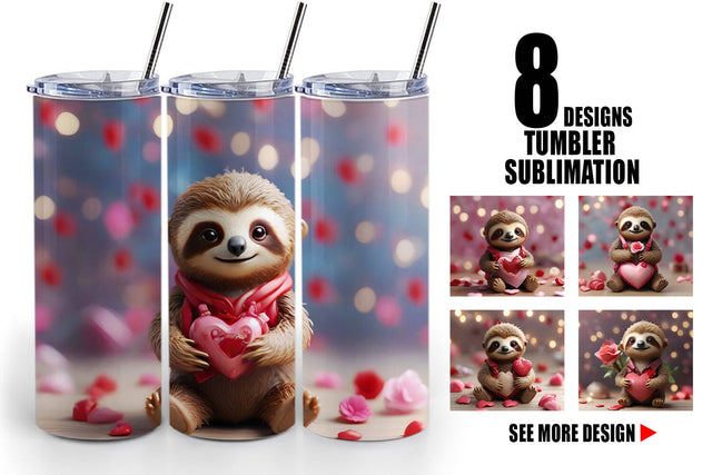 Tumbler Wrap Valentine Sloth Sublimation artnoy 