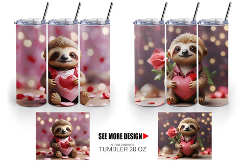 Tumbler Wrap Valentine Sloth Sublimation artnoy 