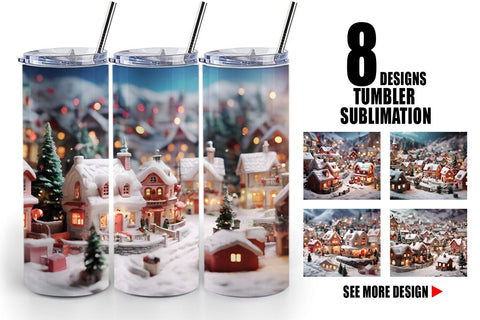 Tumbler Wrap Valentine Snow Village Sublimation artnoy 