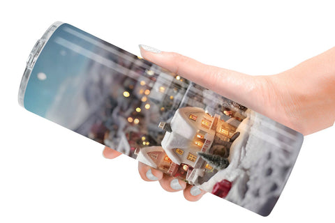 Tumbler Wrap Valentine Snow Village Sublimation artnoy 