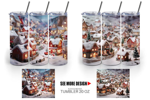 Tumbler Wrap Valentine Snow Village Sublimation artnoy 