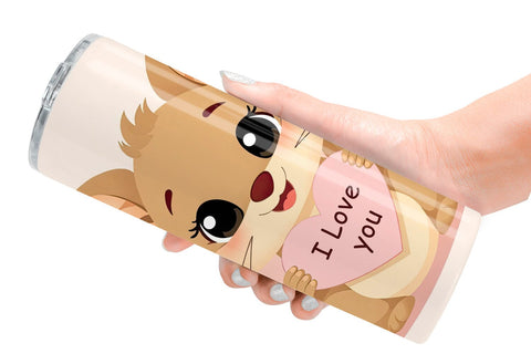 Tumbler Wrap Valentine Squirrel Cartoon Sublimation artnoy 