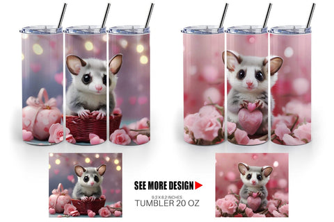 Tumbler Wrap Valentine Sugar Glider Sublimation artnoy 