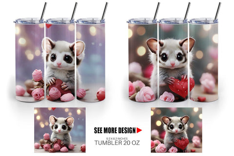 Tumbler Wrap Valentine Sugar Glider Sublimation artnoy 