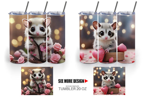 Tumbler Wrap Valentine Sugar Glider Sublimation artnoy 