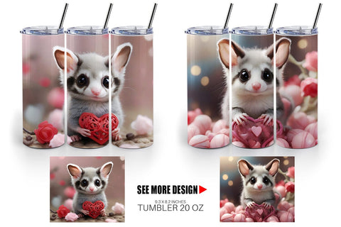 Tumbler Wrap Valentine Sugar Glider Sublimation artnoy 