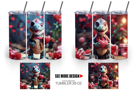 Tumbler Wrap Valentine T Rex Sublimation artnoy 