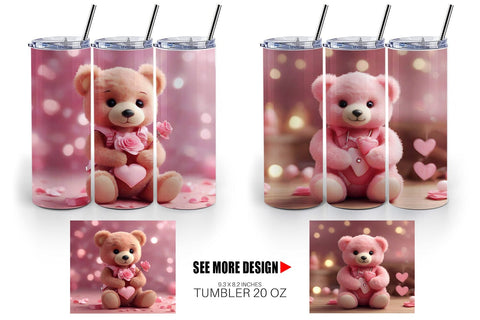 Tumbler Wrap Valentine Teddy Bear Sublimation artnoy 