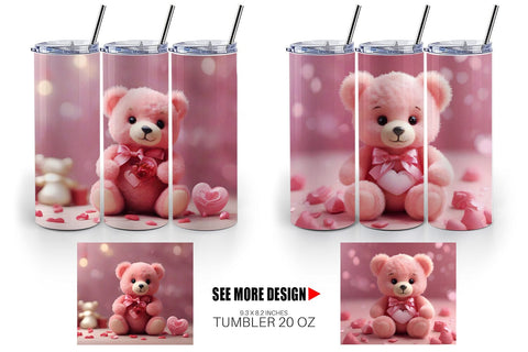 Tumbler Wrap Valentine Teddy Bear Sublimation artnoy 