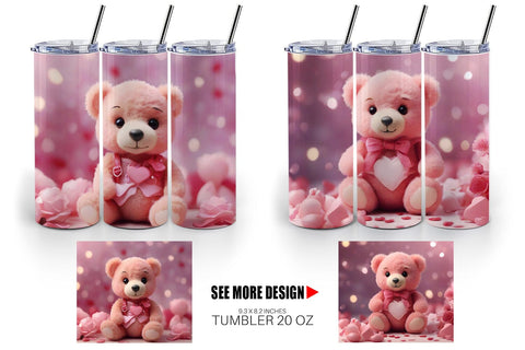 Tumbler Wrap Valentine Teddy Bear Sublimation artnoy 