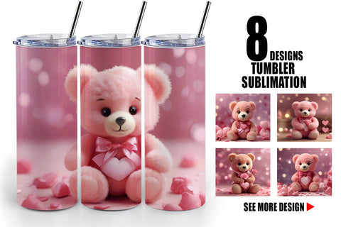 Tumbler Wrap Valentine Teddy Bear Sublimation artnoy 