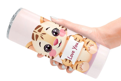 Tumbler Wrap Valentine Tiger Cartoon Sublimation artnoy 