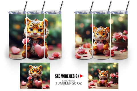 Tumbler Wrap Valentine Tiger Sublimation artnoy 
