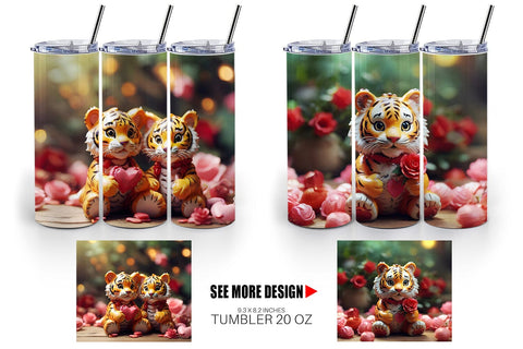 Tumbler Wrap Valentine Tiger Sublimation artnoy 