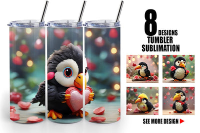 Tumbler Wrap Valentine Toucan Bird Sublimation artnoy 