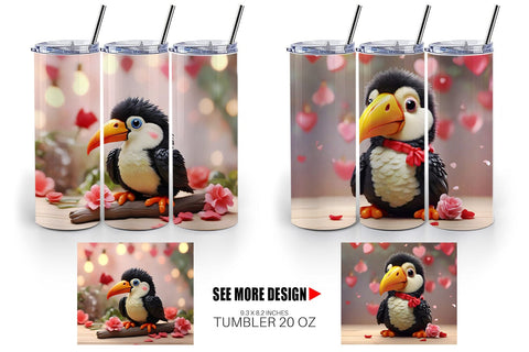 Tumbler Wrap Valentine Toucan Bird Sublimation artnoy 