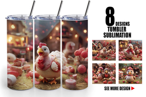 Tumbler Wrap Valentine Turkey Farm Sublimation artnoy 