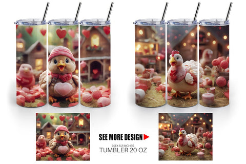 Tumbler Wrap Valentine Turkey Farm Sublimation artnoy 