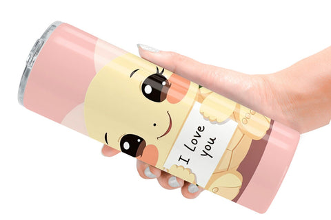 Tumbler Wrap Valentine Turtle Cartoon Sublimation artnoy 