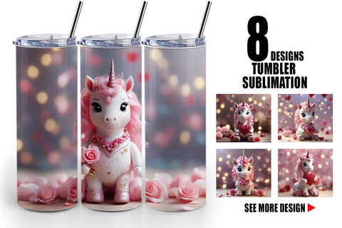 Tumbler Wrap Valentine Unicorn Sublimation artnoy 