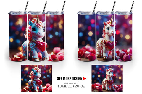Tumbler Wrap Valentine Unicorn Sublimation artnoy 