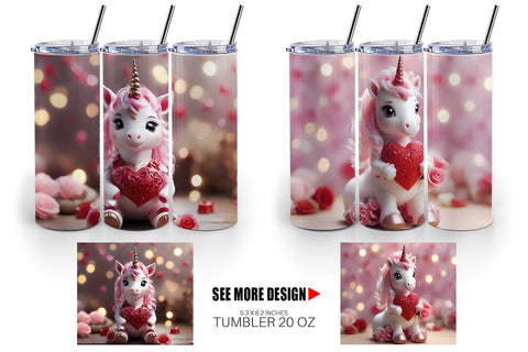 Tumbler Wrap Valentine Unicorn Sublimation artnoy 