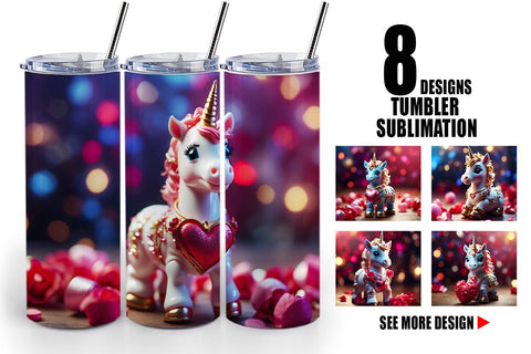 Tumbler Wrap Valentine Unicorn Sublimation artnoy 