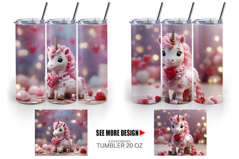Tumbler Wrap Valentine Unicorn Sublimation artnoy 