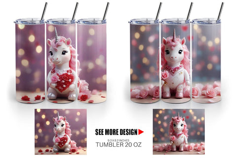 Tumbler Wrap Valentine Unicorn Sublimation artnoy 