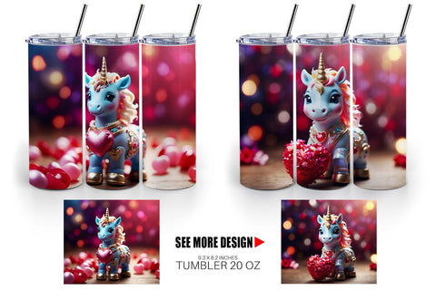 Tumbler Wrap Valentine Unicorn Sublimation artnoy 