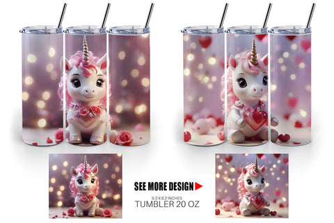 Tumbler Wrap Valentine Unicorn Sublimation artnoy 
