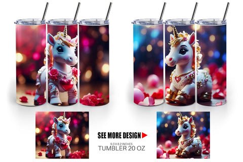 Tumbler Wrap Valentine Unicorn Sublimation artnoy 