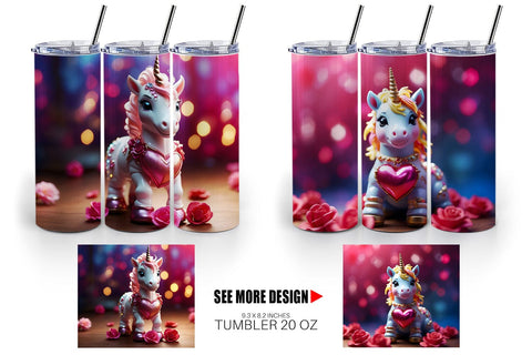 Tumbler Wrap Valentine Unicorn Sublimation artnoy 