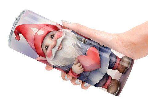 Tumbler Wrap Valentine Watercolor Gnome Sublimation artnoy 