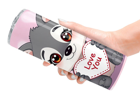 Tumbler Wrap Valentine Wolf Cartoon Sublimation artnoy 