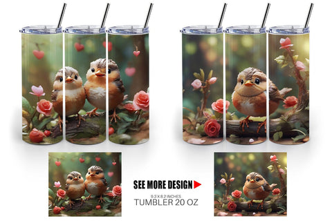 Tumbler Wrap Valentine Wren Bird Sublimation artnoy 
